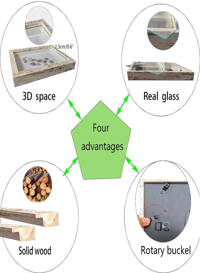 Houstimi Rustic 8x8 Shadow Box Frame White Shadow Box Display Case Made of Solid Wood and Real Glass Internal Depth 0.6 inches for Wall Or Tabletop（3 Pack） - Image 2